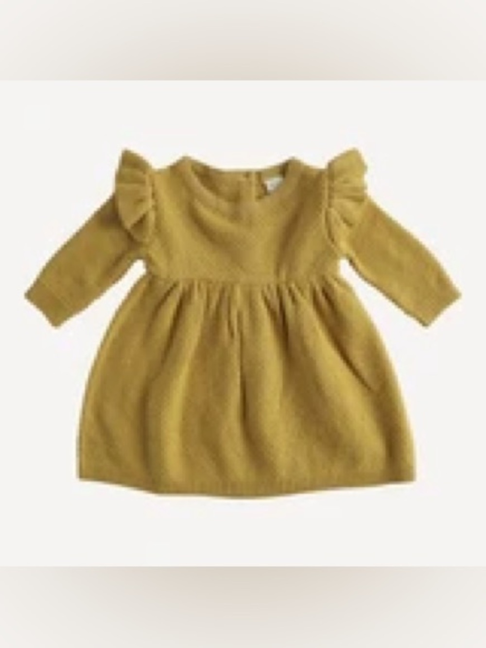 Kate Quinn Long Sleeve Ruffle Sweater Dress Mustard Yellow Textured Knit 12-18M